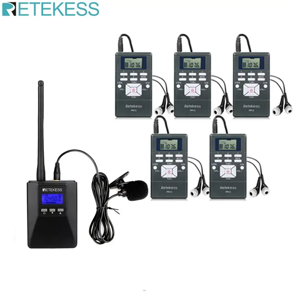 

1 FM Transmitter TR506+5Pcs FM Radio Receiver PR13 Wireless Tour Guide System for Guiding Meeting Simultaneous Interpretation