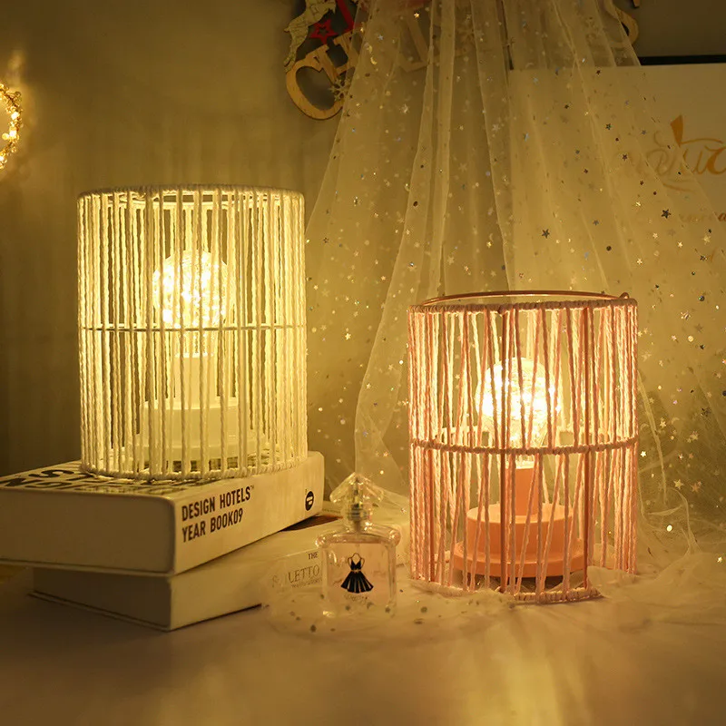Iron Weave LED Table Lamp Night Lights Bedroom Study Home Decor Lantern Christmas New Year Gift USB Battery Lighting | Лампы и
