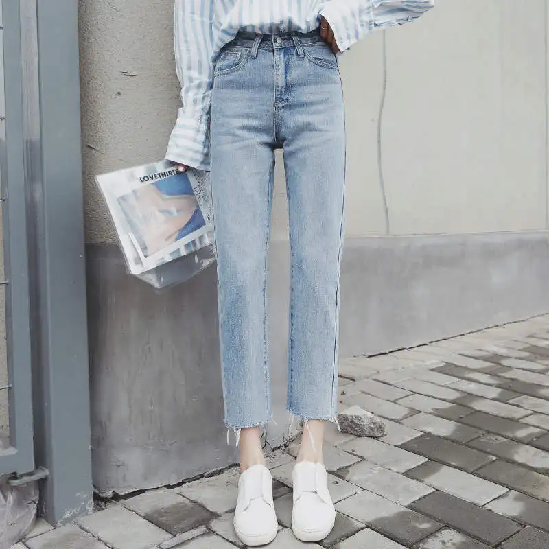 1 High Waist Plus Size Boyfriend Jeans for Women mom jeans cintura alta vintage Full Length Denim Jeans Pants Spring and autu - Цвет: 1