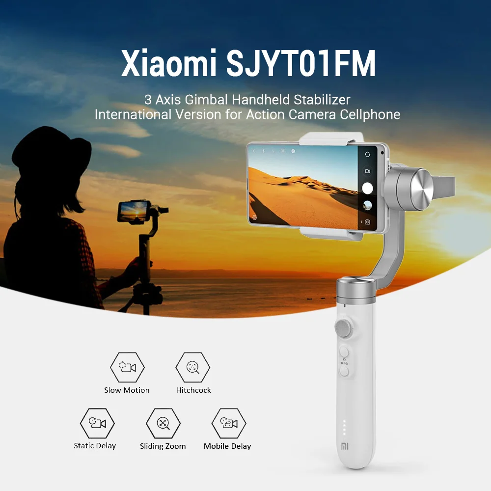 

In Stock Xiaomi SJYT01FM 3 Axis Gimbal Handheld Stabilizer International Version for Action Camera Cellphone Outdoor Sports Toys