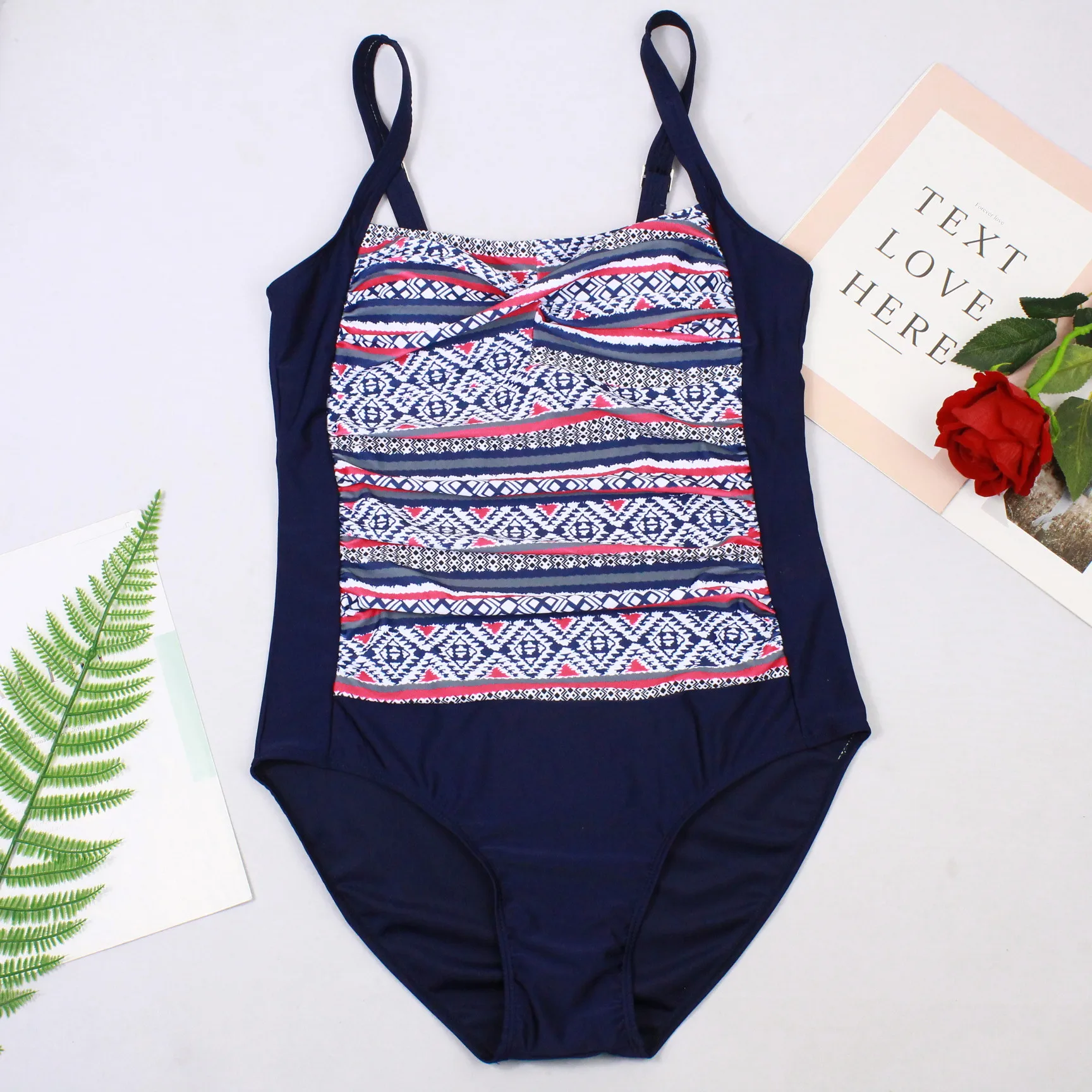 Женский Цельный купальник с принтом однотонный Монокини большого размера