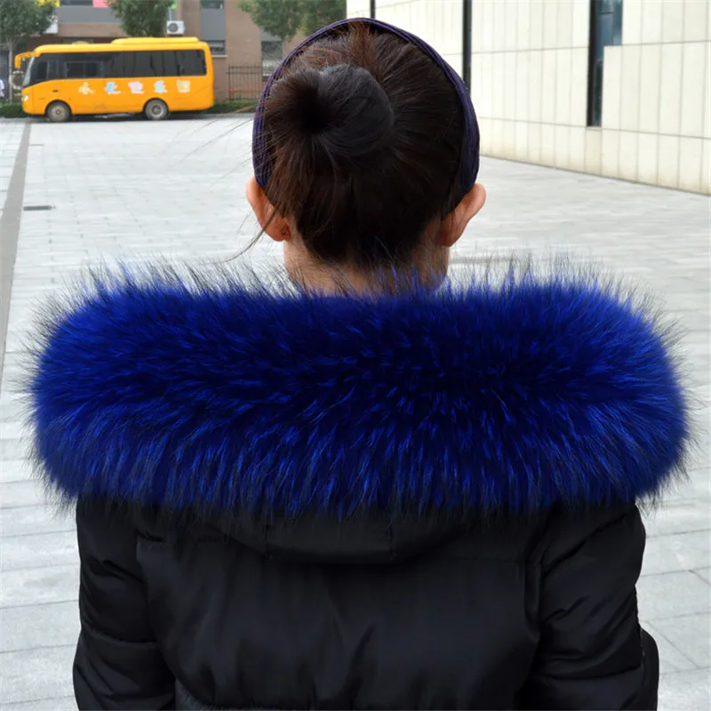 Genuine Real Raccoon Fur Collar Scarves Natural Raccoon fur Shawl Women Parka Coat Hood Trim Collar warm Fashion solid wrap