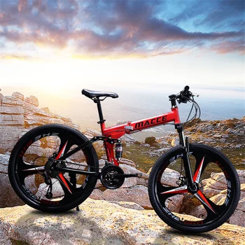 

21/24/27 Speed Folding Bicycle Mountain Bike 24 /26 inch Knife High Carbon Steel Double Disc Brake Adult Mountain Bicycle