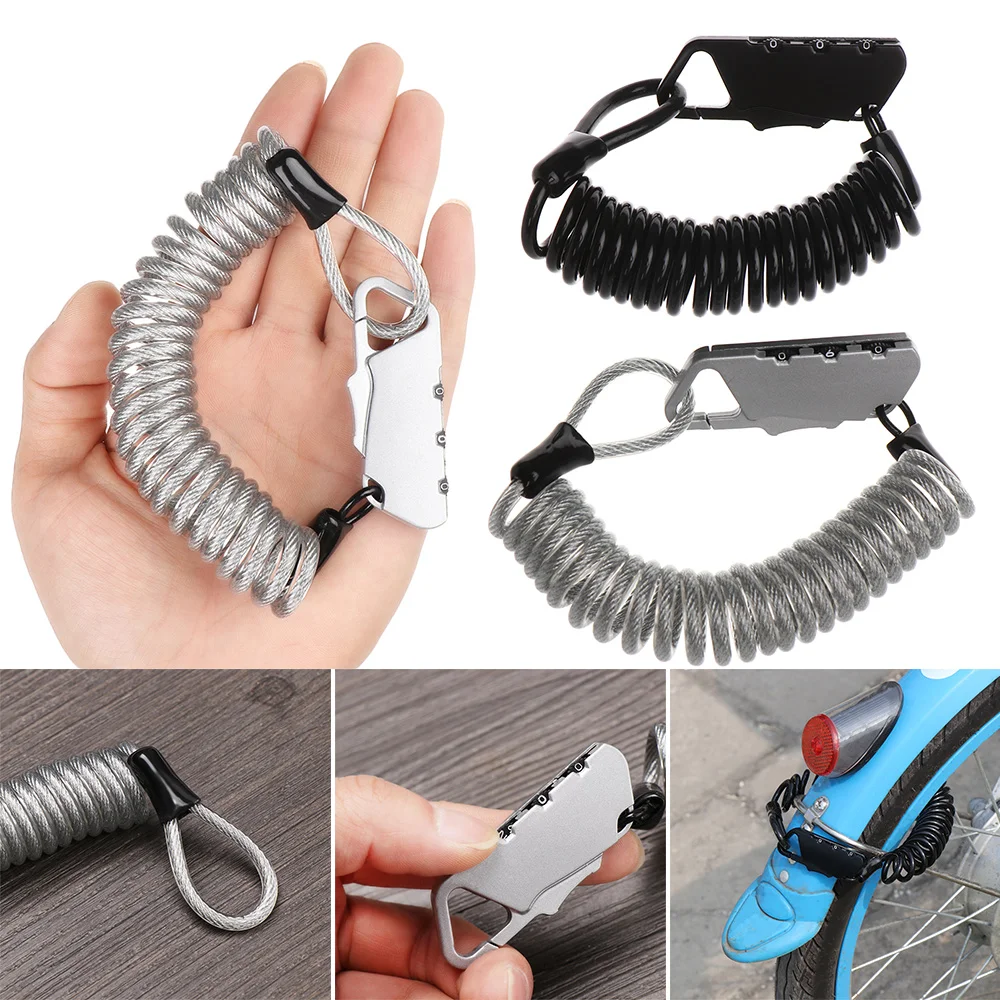 1 PC Mini Anti-Theft Bicycle Lock Resettable 3 Digit Cycling Safety Spring Combination Cable Lock Senior Travel Luggage Locks