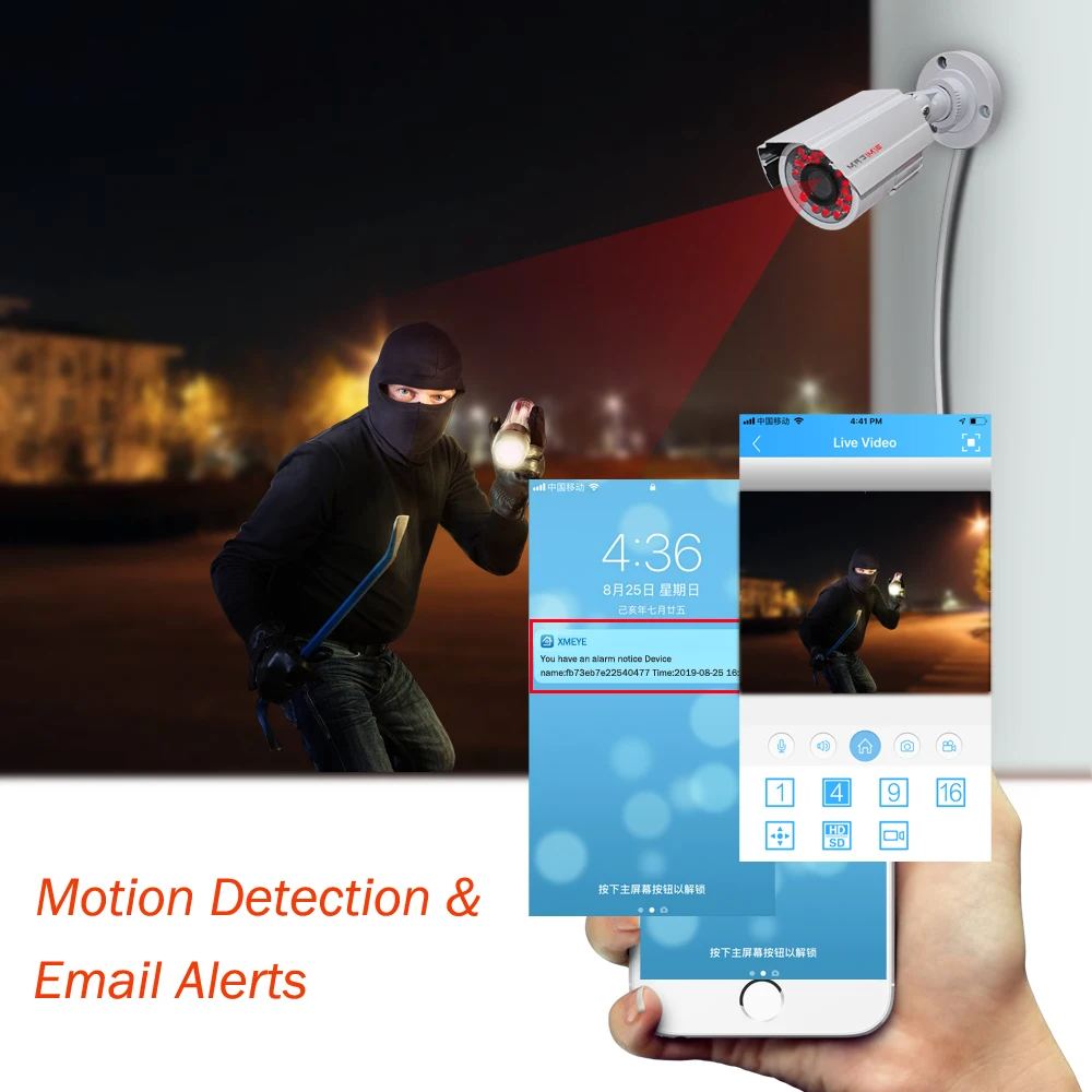  4CH 1080P AHD DVR CCTV Security System 1080P 1MP/2MP IR Night Vision Indoor Outdoor Metal Camera Vi - 4.00031E+12