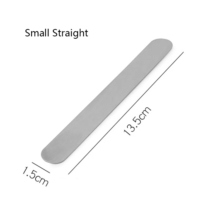 Small Straight 1 шт. двухсторонние полировка маникюра педикюра из нержавеющей стали для одноразовых наждак, пилка для ногтей - Цвет: Small Straight