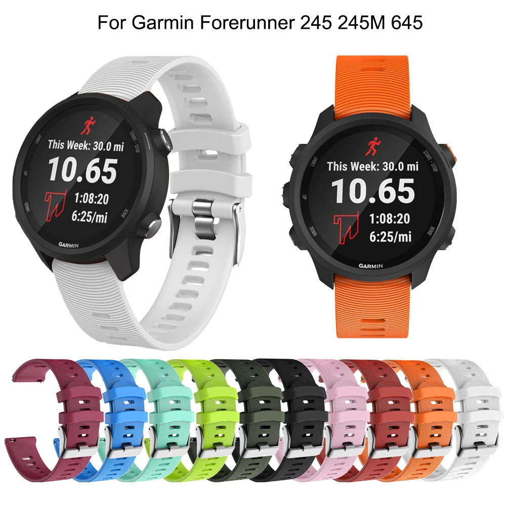

Hot 20mm Sport soft Silicone Watchband Strap for Garmin Forerunner 245 245M 645 Vivoactive 3 Smart Bracelet Watch Band Wristband