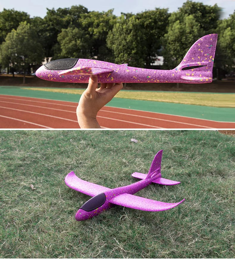 Hand Large Size Stunt Cyclotron-Airplane 48 Cm Colorful Lights Flight Throwing Glider Drop-resistant Model Airplane Foam Large S