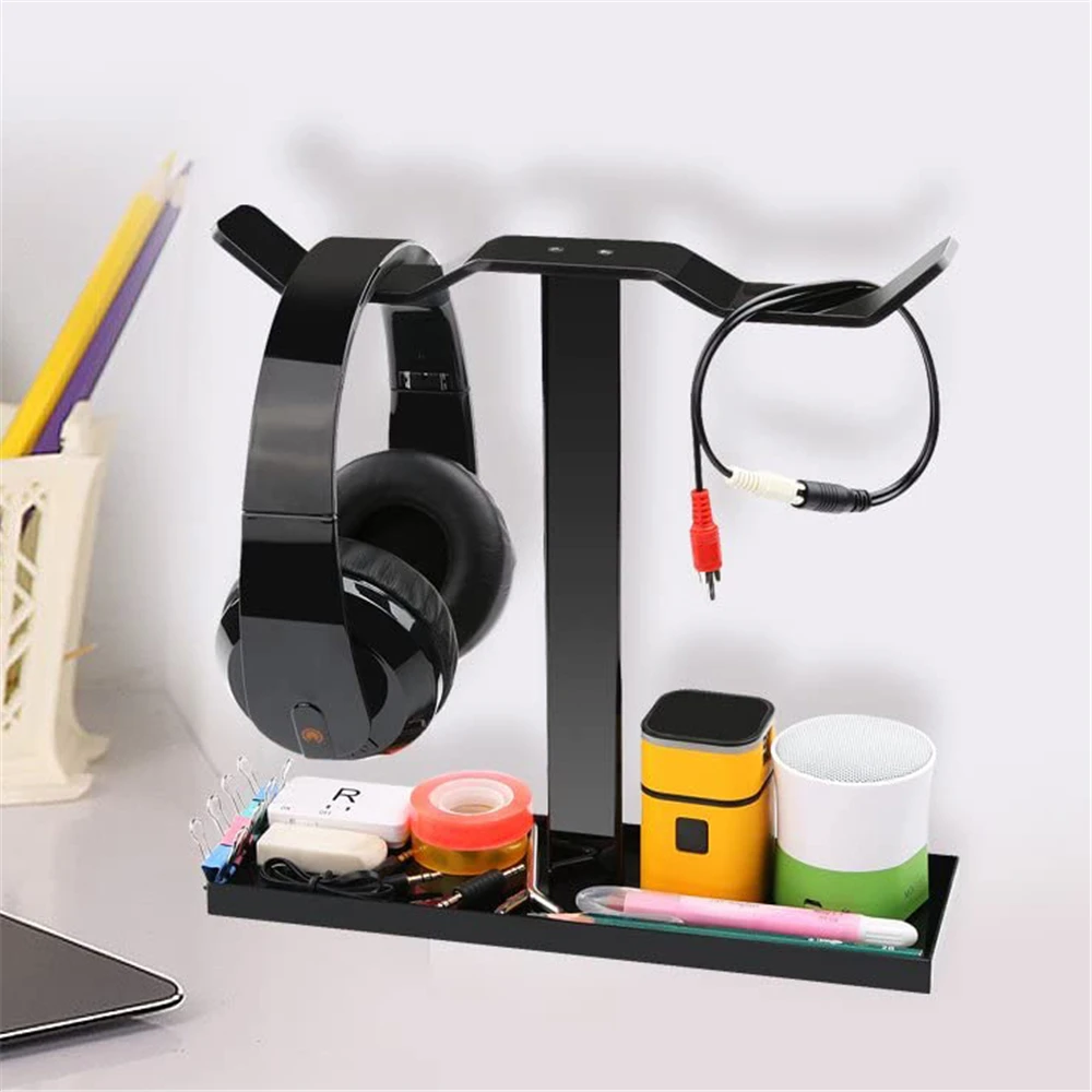 Universal Bracket Dual Balance Organic Glass Holder Station Headset Hanging Headphone Desk Headphone Stand Hanger Hook
