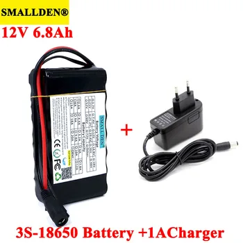 

SMALLDEN 12v 6.8 Ah 6800mAh 18650 Lithium Battery pack PCB Rechargeable batteries for Monitor emergency lights +12.6v 1A Charger