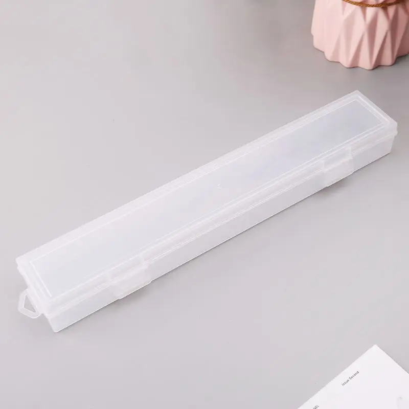 Monolayer Pencil Case Transparent Plastic Pen Storage Box Stationery School Office Supplies Kids Gift