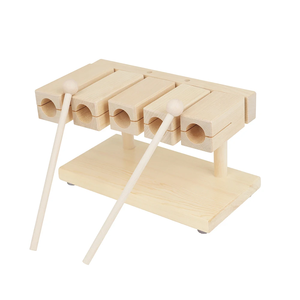 Orff Musical Instruments Wooden Muyu Clapper 5 Tone Xylophone Percussion Instrument With Drumsticks Kids Educational Toys Gifts