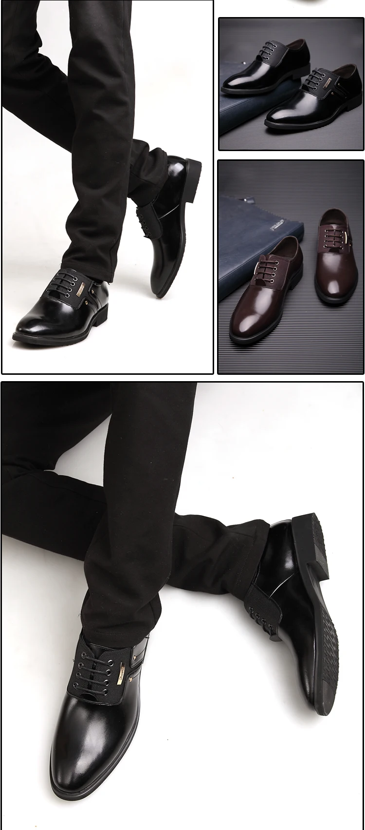 Misalwa Men Charming Formal Shoes Christmas Party Dress Shoes Height Increasing Elegant Office Groom Oxfords Elevator Shoe 36-47