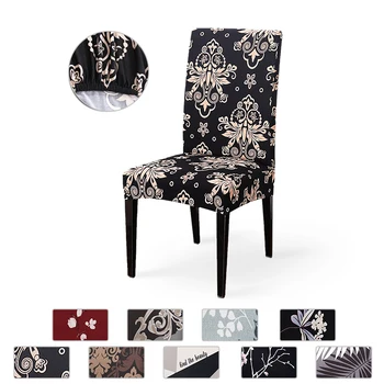 

2x Spandex Elastic Printing Dining Chair Slipcover Modern Removable Anti-dirty Kitchen Seat Case Stretch Chair Cover for Banquet
