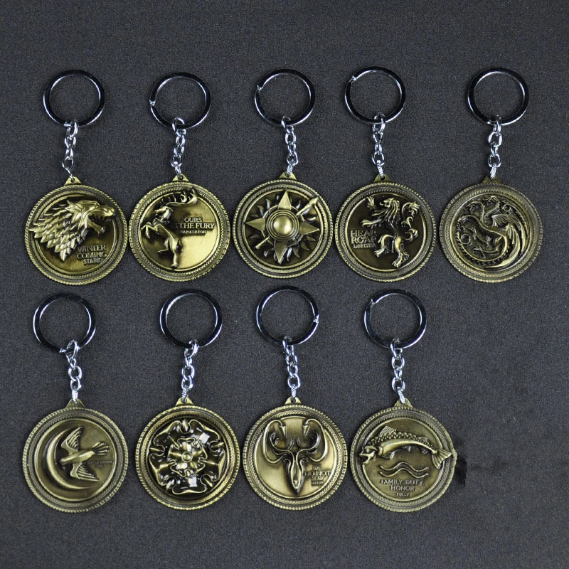 

Game of Thrones Cosplay Prop 9 Big Family Badges Keychain Pendant Key Ring Accessories