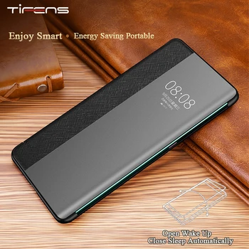

Luxury Genuine Leather Mate30pro Flip Case For Huawei P30 Mate 30 20 X 5G Pro Lite Smart View Window Touch Official Phone Cover