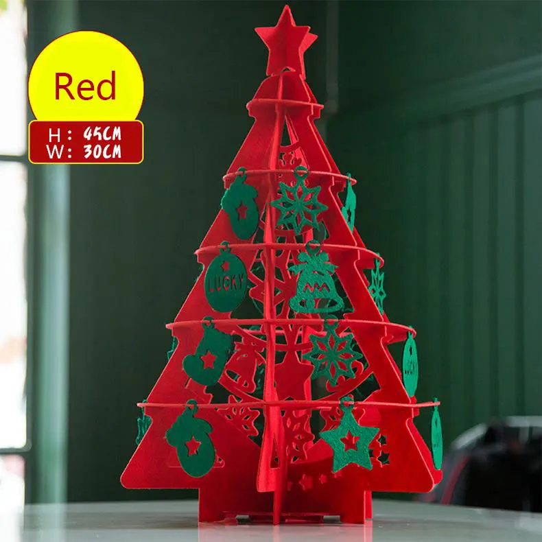 Красный 45*30 см полый Дизайн войлочная ткань DIY Рождественская елка Висячие колокольчики носки с дизайном «звёзды» новогодние вечерние Креативные украшения для дома подарок - Цвет: Красный