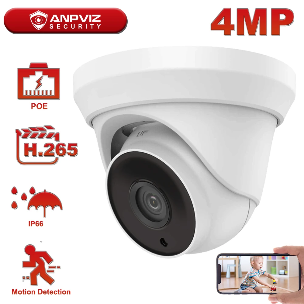 Hikvision совместимая Anpviz 4MP IP POE камера H.265 супер охранная CCTV наружная 30 м P2P Купольная