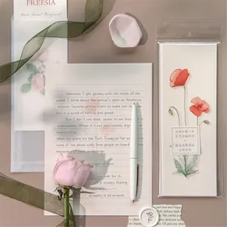 Enveloppes translucides à fleurs fraîches 6 pièces/paquet, carte d'invitation en papier, carte de vœux faite à la main, ensemble d'écriture de lettres de bénédiction 