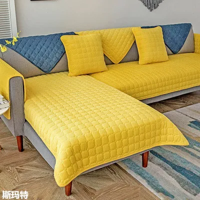 Зимний утепленный вельветовый диван подушка современный минималистичный гостиная сплошной цвет плюшевый чехол на диван полотенце чехол