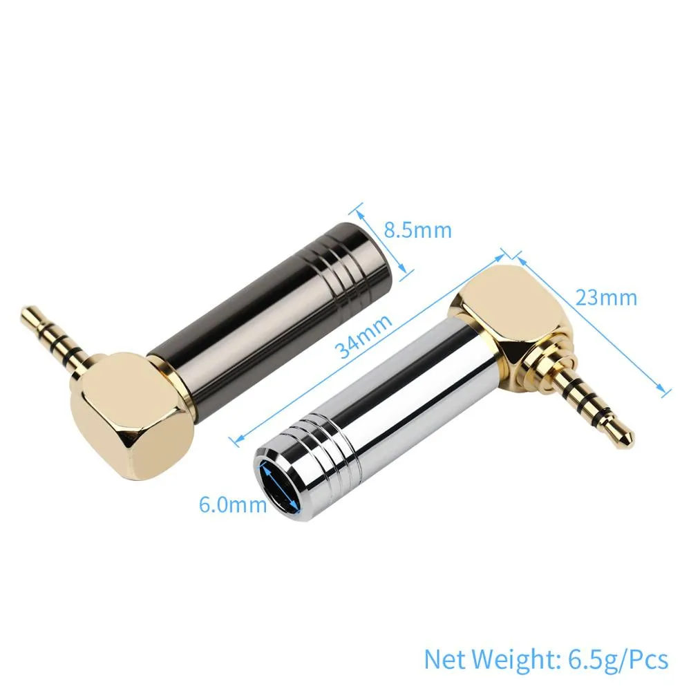 5pcs 2 5mm Jack 90 Degree Right Angle Bend Plug Copper Gold Balance Plug Hifi Headphone Jack Adapter 2 5 Audio Cable Connector