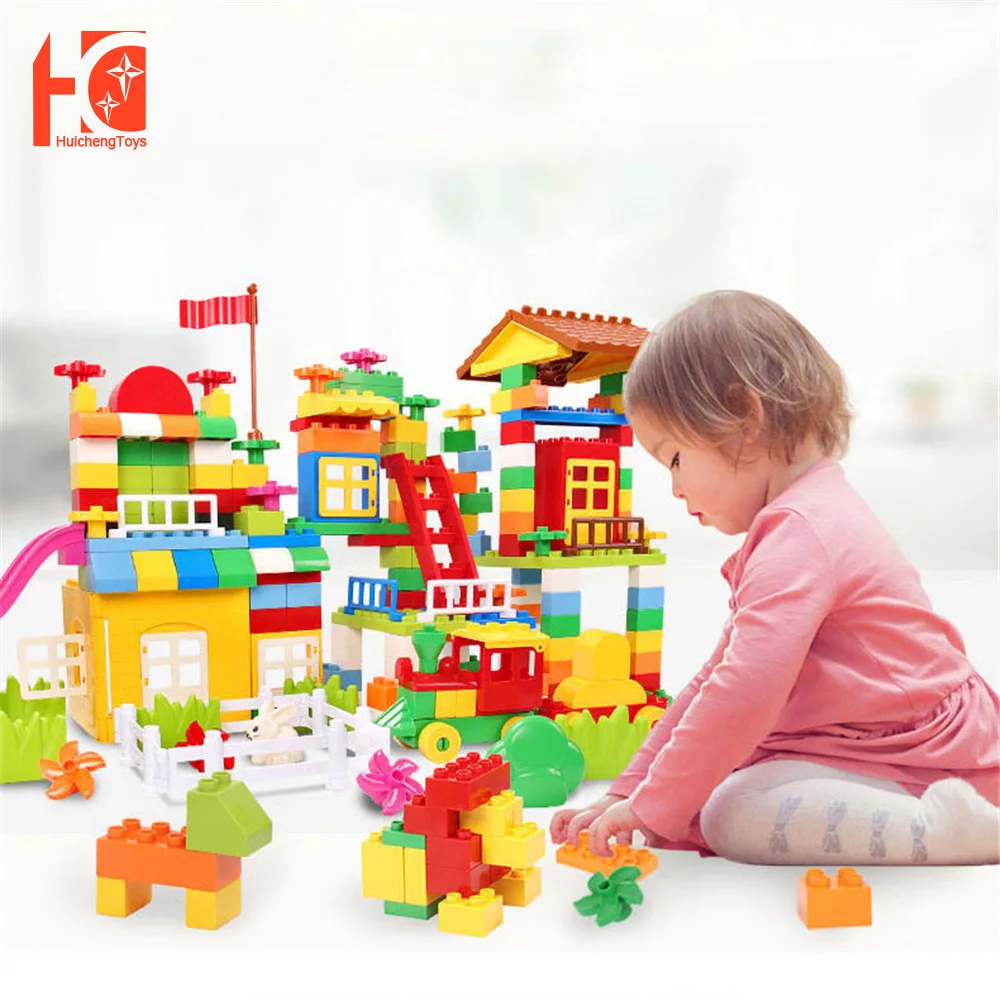 

Constructor 140pcs Large Building Blocks Educational Toys City Square Designer Building Blocks Plastic Castle Compatible Hollow