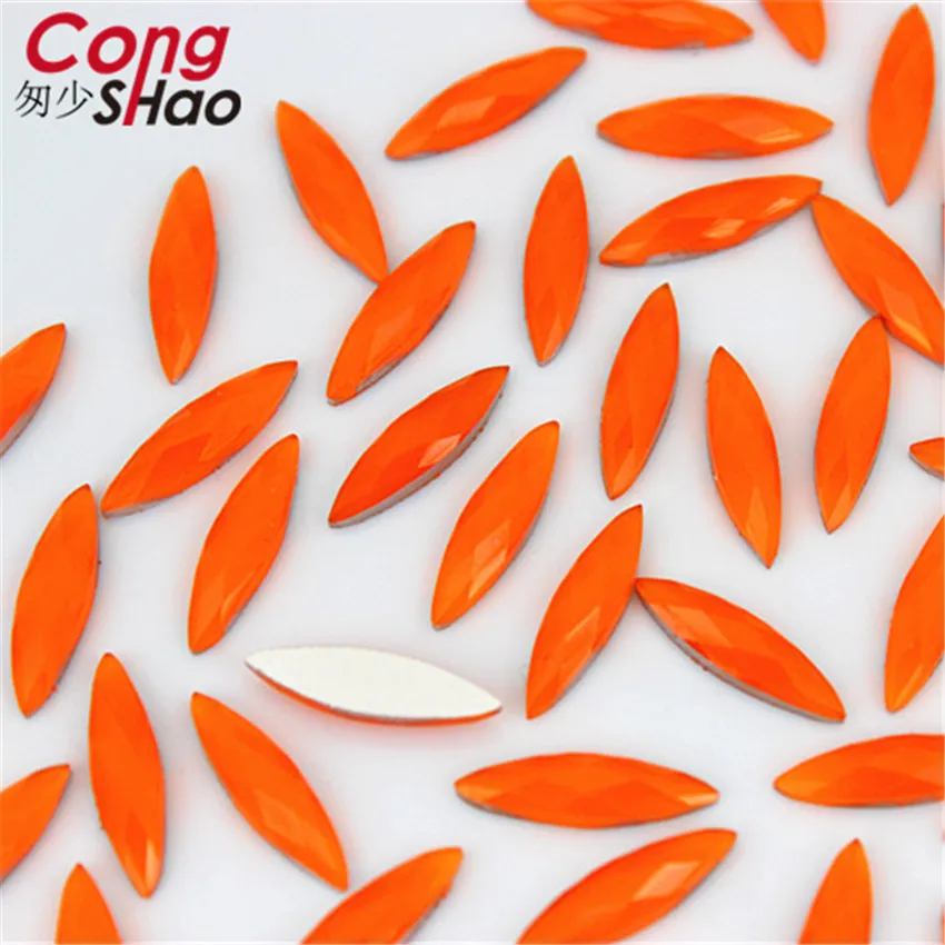 Orange Cong Shao, 100 шт, 4*15 мм, AB, прозрачные, конский глаз, смола, стразы, отделка, кристаллы, плоская задняя сторона, для свадебного платья, пуговицы, украшение, ZZ214 - Цвет: Orange