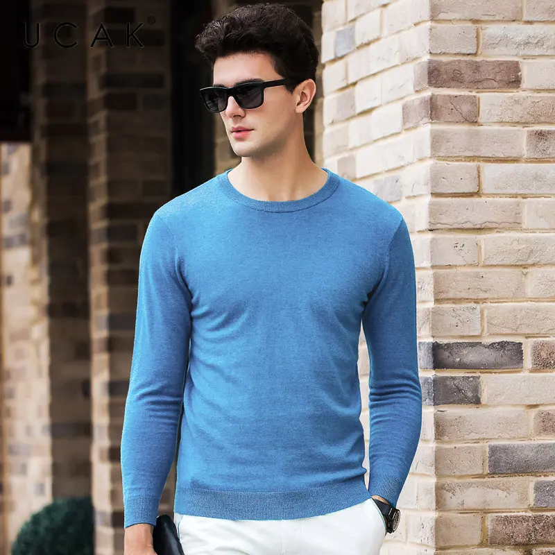 UCAK Brand Merino Wool Sweater Men Autumn Winter Thick Cashmere Pullover Men Casual O-Neck Sweaters Pure Color Pull Homme U3053 UCAK Brand Merino Wool Sweater Men Autumn Winter Thick Cashmere Pullover Men Casual O-Neck Sweaters Pure Color Pull Homme U3053