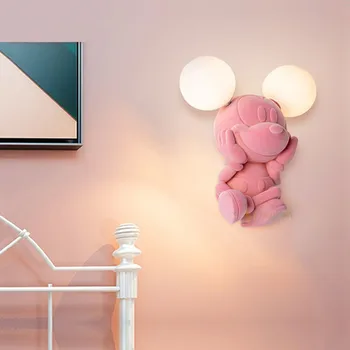 

Designer Kids Room Wall Lamp Cartoon Mickey Mouse Animal Wall Light Children's Bedroom Bedside Background Wall Sconces Led
