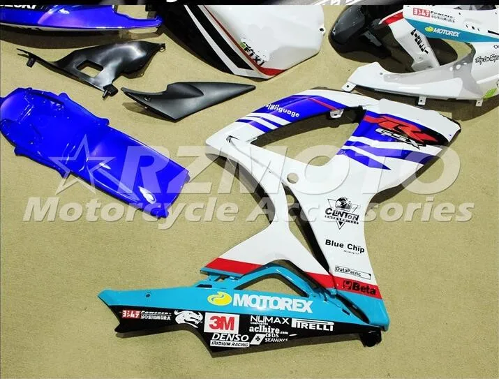 ABS инъекции обтекатели комплект подходит для SUZUKI GSX-R600 GSX-R750 K6 2006 2007 GSX-R600 k6 06 07 сине-белые E3