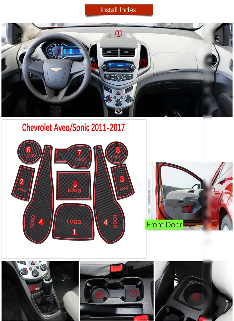 

Door Groove Mat For Chevrolet Aveo Sonic 2011 2012 2013 2014 2015 2016 2017 Chevy T300 MK2 Accessories Anti-Slip Mat Gate Slot