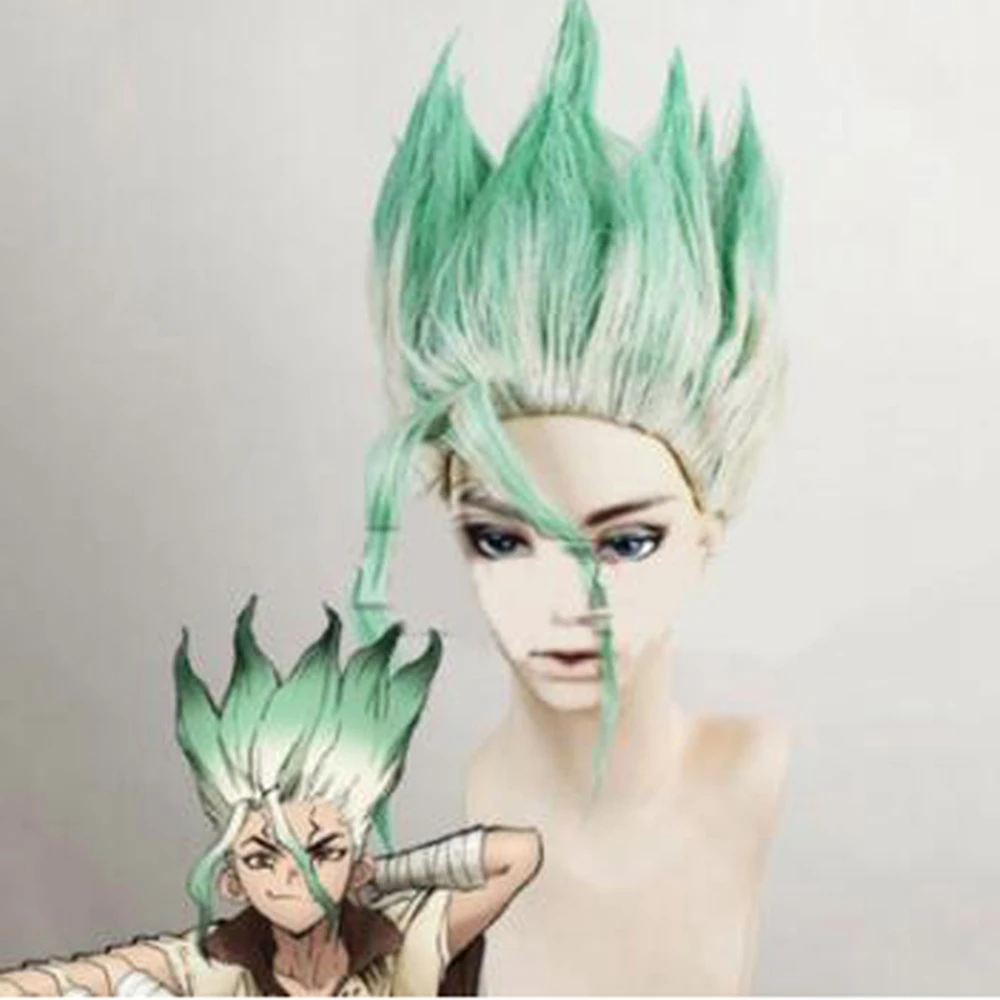 Senku Wig Аниме Доктор Стоун сенку Ishigami костюм косплей для взрослых мужчин Senku униформа наряд парик Хэллоуин карнавальные вечерние костюм полный комплект - Цвет: Senku Wig