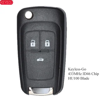 

KEYECU 433MHz ID46 Keyless-Go Remote Key Fob 3B for Chevrolet Cruze 2010 2011 2012 2013 2014 2015 HU100 Blade Euro HU100 Blade