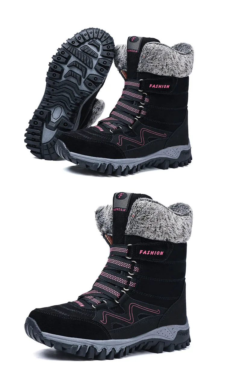 Зимние сапоги Теплые зимние женские ботинки для девушек зимняя обувь больших размеров женские анти-скольжение