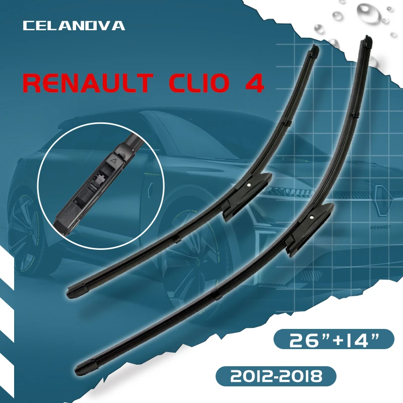 CELANOVA Car Wiper Blade For Renault Clio 4 2012 - 2018 26"+14" Windscreen Windshield Rubber Wiper windscreen wipers