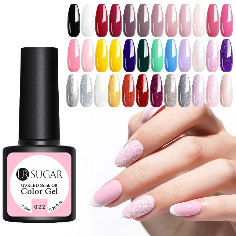 

UR SUGAR 7.5ml Solid Color Gel Polish Manicure Semi Permanent Vernis top coat UV LED Gel Varnish Soak Off Nail Art Gel Lacquer