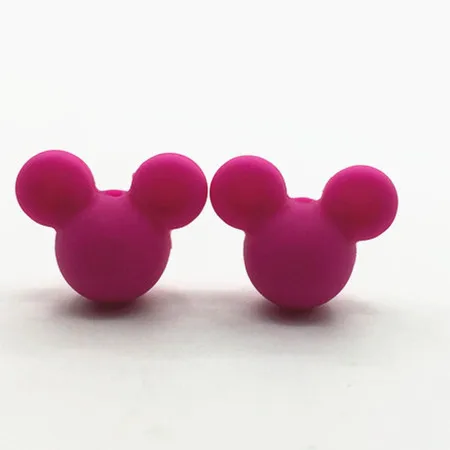 hot pink DIY лот из 50 шт. Микки силиконовые бусины, Прорезыватель игрушка мягкие жевательные BPA бесплатно DIY Шарм ожерелье пищевой ювелирные изделия - Цвет: hot pink