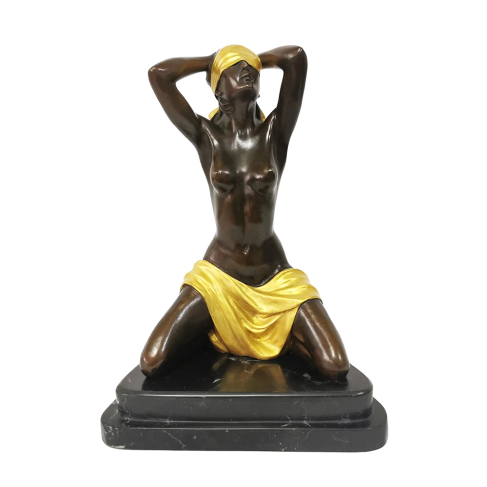 

Christmas Promotion 2013 best selling Half-naked blindfolded sexy woman statue bronze nude figurine woman czs-353B