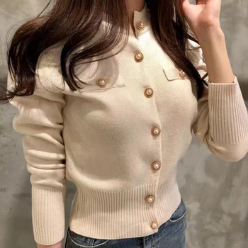 

Hot Women's Sweaters 2019 Autumn Winter Wild Fashion Cardigans Knitted Button Single Breasted Tops Long Sleeve Knit Sweater