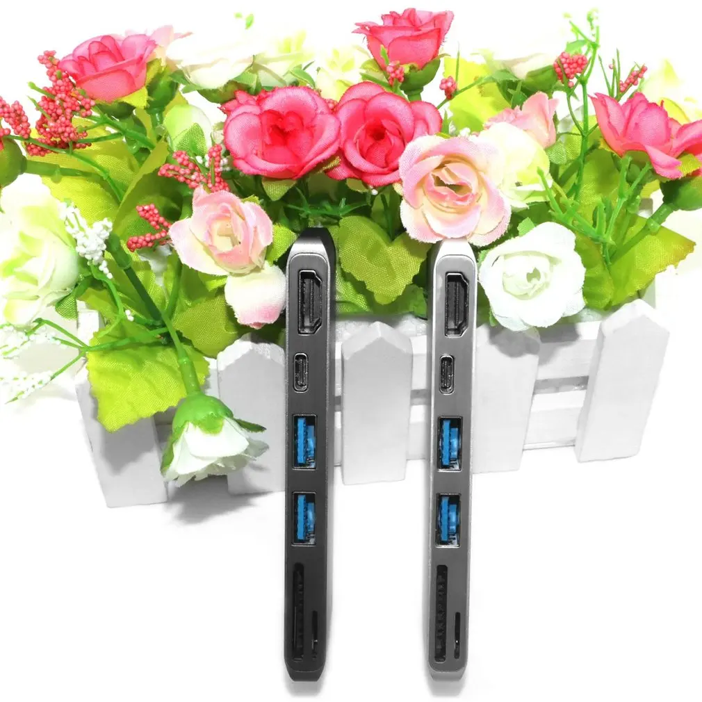 Новейший 6 в 1 type-C концентратор 4K HDMI+ Dual USB 3,0+ type C+ безопасный цифровой+ TF кардридер порт комбинированный концентратор адаптер для ноутбука