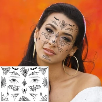 

Waterproof Temporary Tattoo Sticker Bat Spider Spidernet Face Art Pattern Design Flash Tatoo Fake Tatto for Men Women