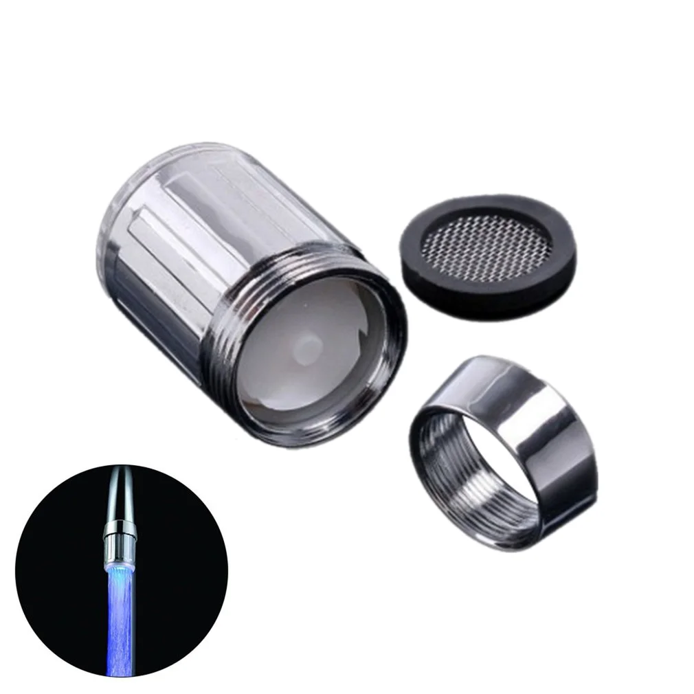 LED Temperature Sensitive 3-Color Light-up Kitchen Faucet Aerator Bathroom Glow Water Saving Faucet Aerator Tap Nozzle Shower LED