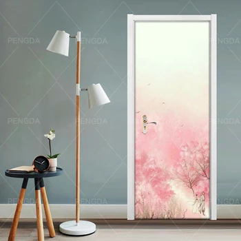 

PVC Waterproof Art 3D Print Sticker Antique Anime Cherry Blossom Home Decor Decal Self Adhesive Diy Paper Bedroom Door Sticker