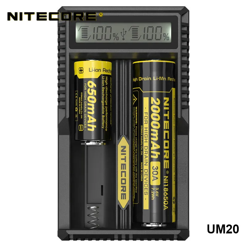 Nitecore UM2 UM4 ЖК-дисплей QC2.0 USB зарядное устройство UM10 UM20 18650 18350 16340 14500 анти короткая схема литий-ионная батарея зарядное устройство s