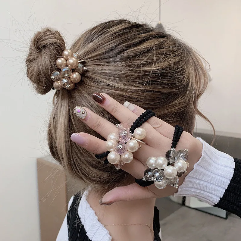 

Hair Band Headband Pearl Rubber Band Girl Head Tie Rope Girl Simple Internet Celebrity Korean Version of Mori Hairline