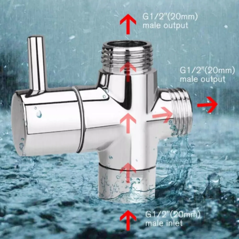 Shower Splitter Diverter Shower Faucet Three-way Valve Needle Bath ​Nozzle Switch One-point Two-cnnector Converter 1PC
