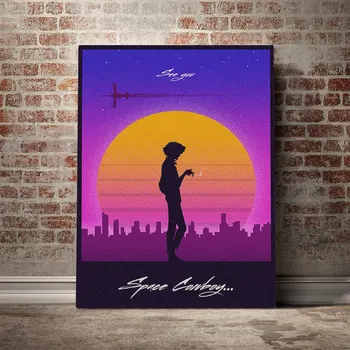 

Space Cowboy 80s retrowave art Poster Canvas Wall Art Decoration prints for living Kid Children room Home bedroom decor painting