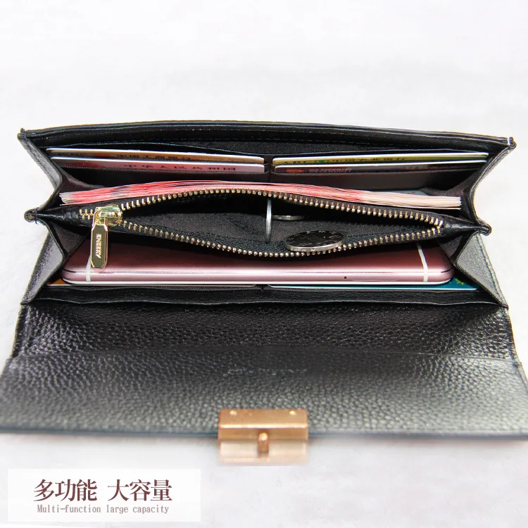 

New Style Korean-style Lock Clutch Mid-length Multi-functional Leather Wallet Fashion Embossed Leather Women's Wallet