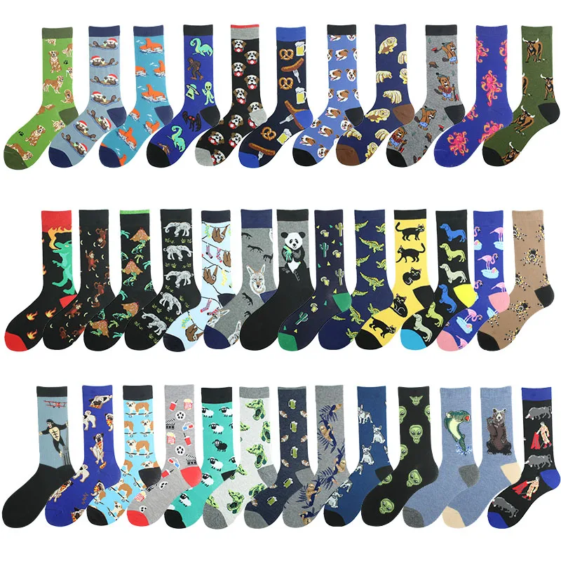 

Cute Animal Sloth Aliens Funny Socks Men Sokken Creative Happy Dinosaur Bugs Panda Flamingo Sokken Novelty Skateboard Crazy Sox