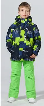 green set Лыжный костюм для девочки лыжный костюм зимние штаны лыжи лыжные штаны сноуборд сноубординг горнолыжный костюм детский костюм горнолыжный костюм зимниймальчиков лыжный костюм s для детей; зимний костюм для мальчиков - Цвет: green set